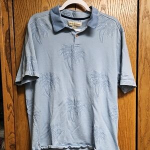 Tommy Bahama Light Blue Palm Embossed Polo